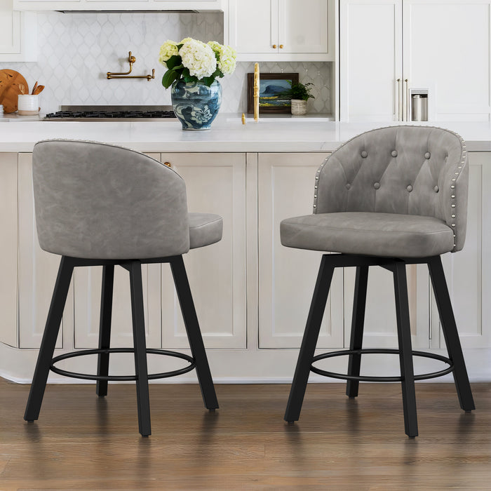 Arturo Swivel Counter Stool with Nailhead Trim