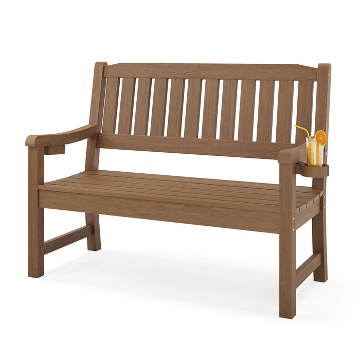 Louis Outdoor Bench with 2 Cup Holders