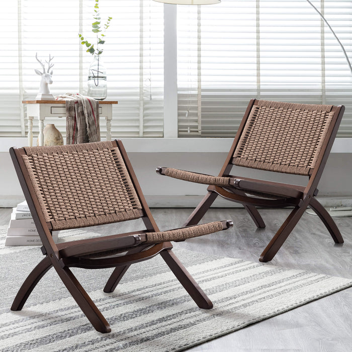 Folding Lounge Chair Woven Rope Chair Accent Chair LUE BONA