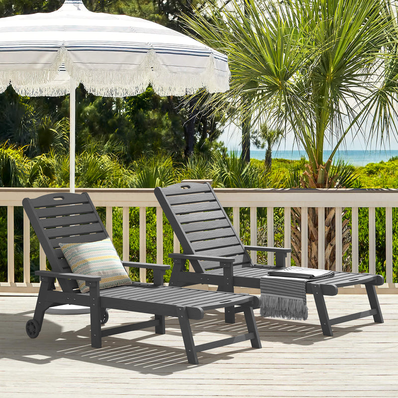 Helen Outdoor Chaise Lounge Chair with Wheels