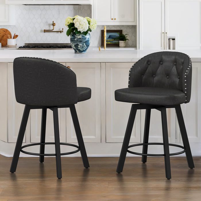 Arturo Swivel Counter Stool with Nailhead Trim