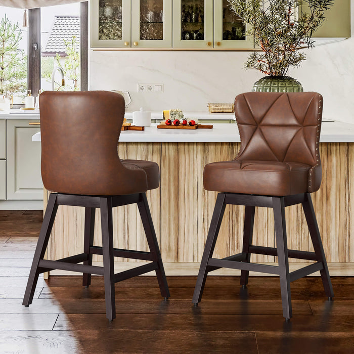 Zora Swivel Counter Stool with Nailhead Trim