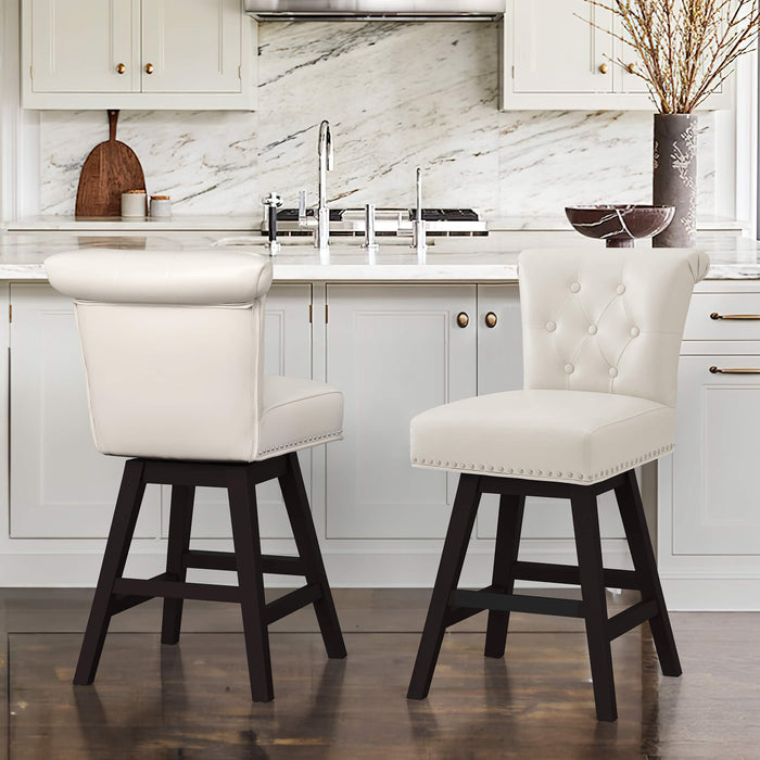 Caesar Swivel Counter Stool with Nailhead Trim
