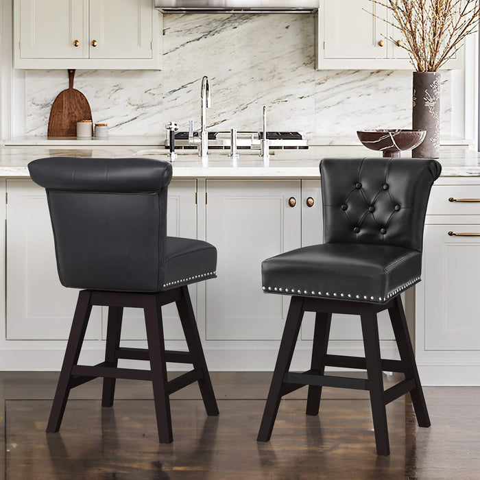 Caesar Swivel Counter Stool with Nailhead Trim