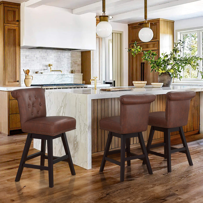 Caesar Swivel Counter Stool with Nailhead Trim