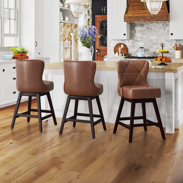 Zora Swivel Counter Stool with Nailhead Trim