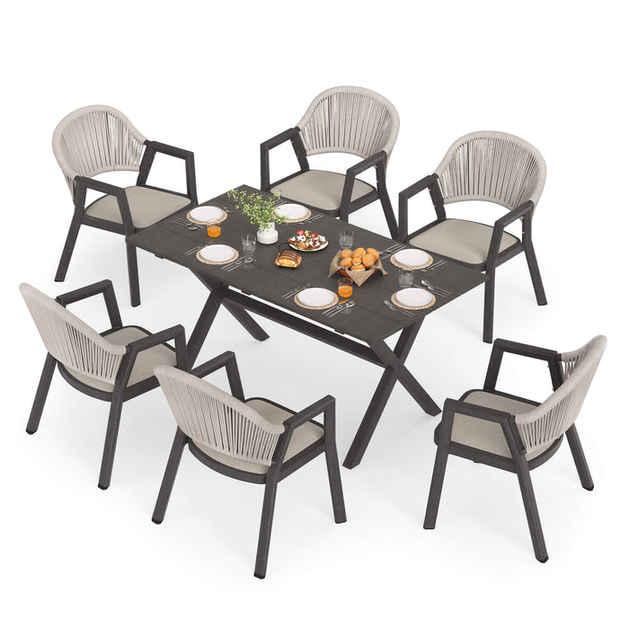 Villard 6/8‑Seat All‑Aluminum Frame Outdoor Dining Table & Chairs Set