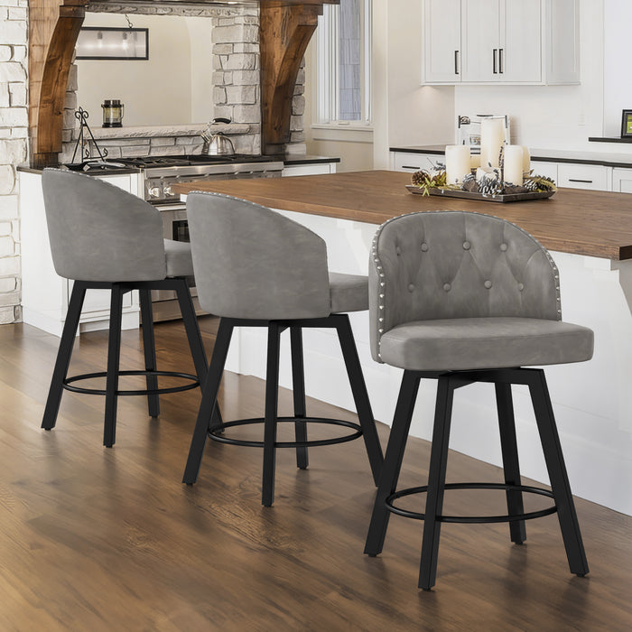 Arturo Swivel Counter Stool with Nailhead Trim