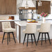 3 pcs linen color upholstered swivel bar stool in a kitchen with tufed design,back and foot rest