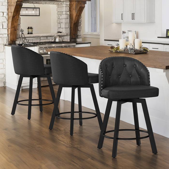 Arturo Swivel Counter Stool with Nailhead Trim