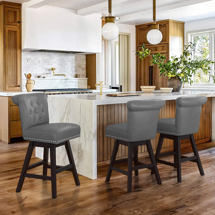 Caesar Swivel Counter Stool with Nailhead Trim