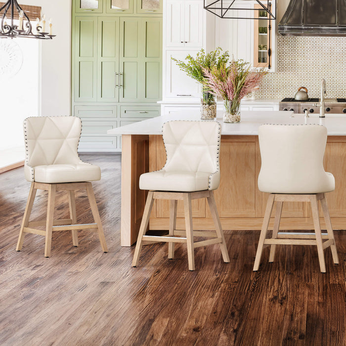 Zora Swivel Counter Stool with Nailhead Trim