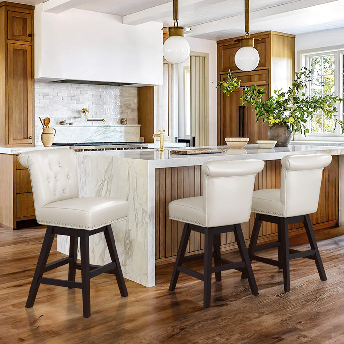 Caesar Swivel Counter Stool with Nailhead Trim