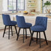 3 pcs navy upholstered swivel bar stool in a kitchen with tufed design,back ,round seat and foot rest
