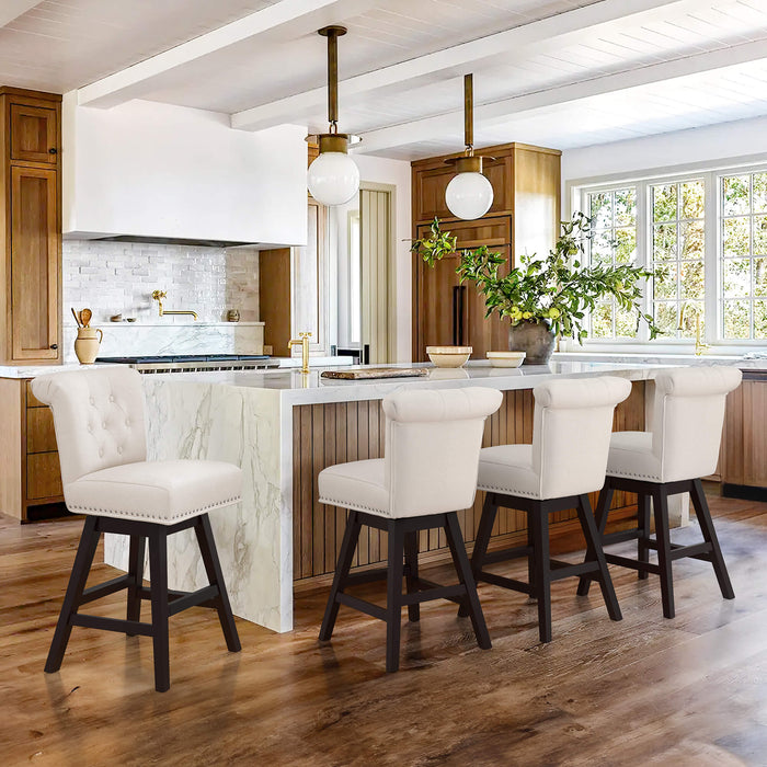 Caesar Swivel Counter Stool with Nailhead Trim