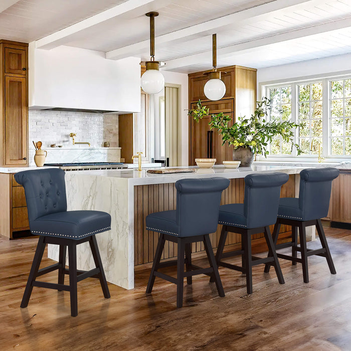 Caesar Swivel Counter Stool with Nailhead Trim