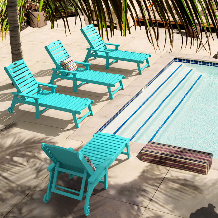 Helen Outdoor Chaise Lounge Chair with Wheels