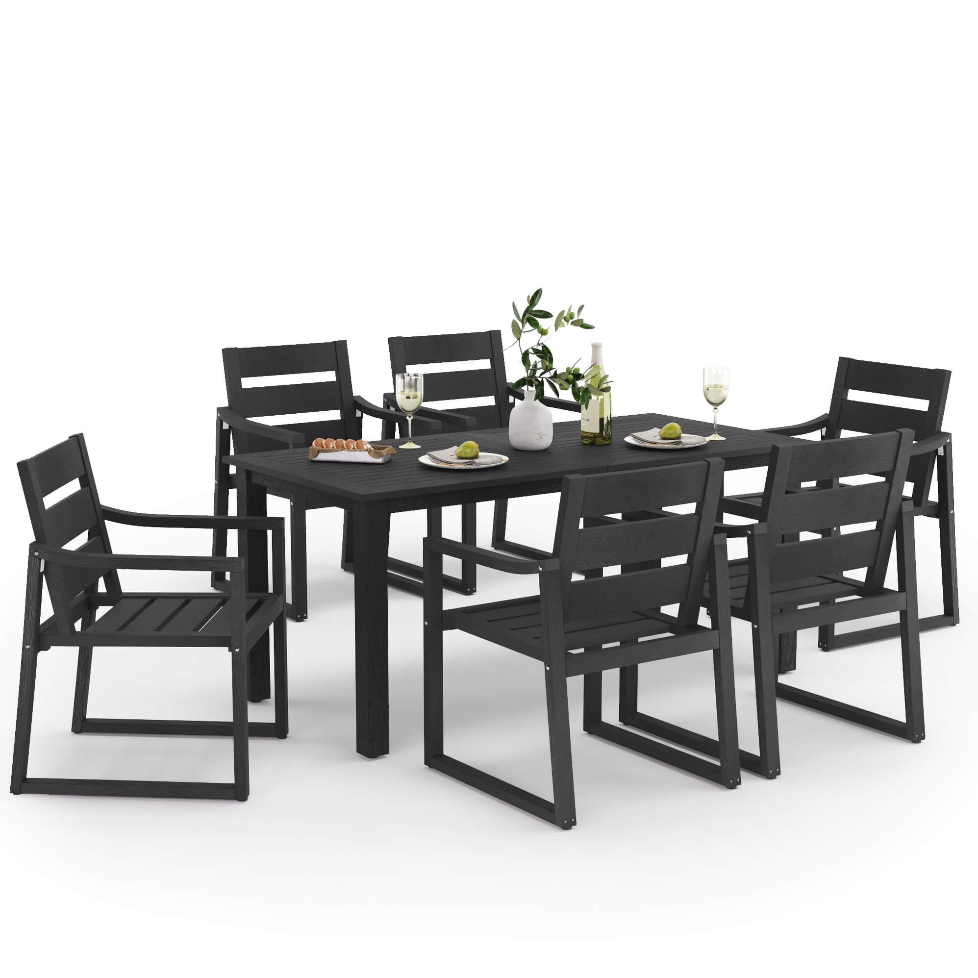 Poly Outdoor Dining Table and Chairs Set, HDPS Weatherproof Dining Set