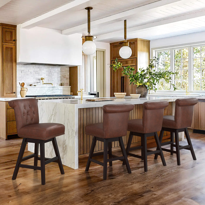 Caesar Swivel Counter Stool with Nailhead Trim