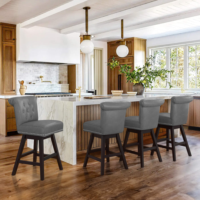 Caesar Swivel Counter Stool with Nailhead Trim