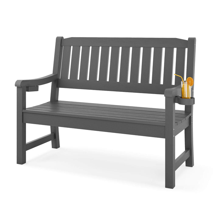 Louis Outdoor Bench with 2 Cup Holders