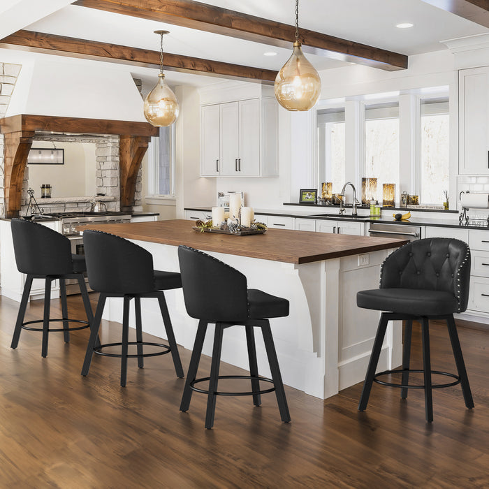 Arturo Swivel Counter Stool with Nailhead Trim