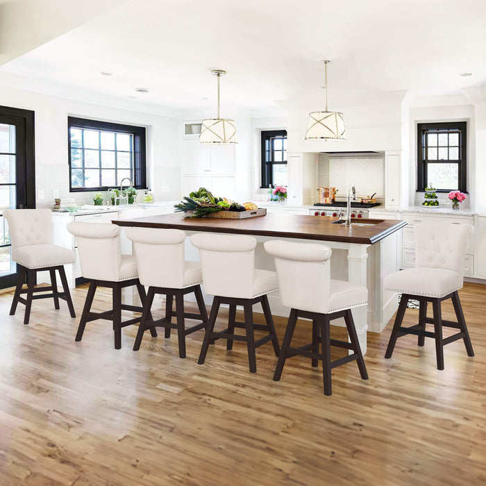Caesar Swivel Counter Stool with Nailhead Trim