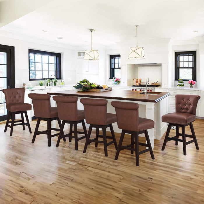 Caesar Swivel Counter Stool with Nailhead Trim