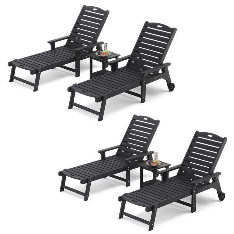 Helen Outdoor Chaise Lounge Chair with Wheels