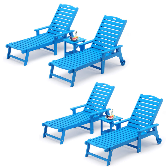 Helen Outdoor Chaise Lounge Chair with Wheels