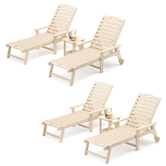 Helen Outdoor Chaise Lounge Chair with Wheels