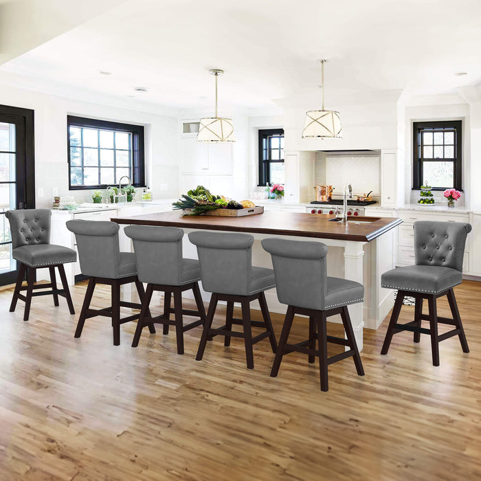 Caesar Swivel Counter Stool with Nailhead Trim