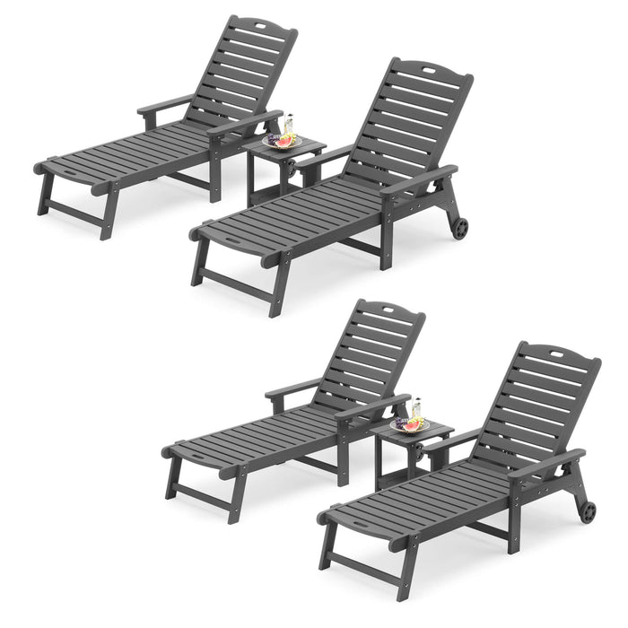 Helen Outdoor Chaise Lounge Chair with Wheels