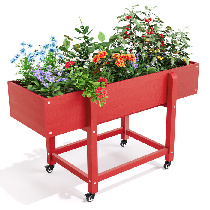 plastic planter on wheels Poly Elevated Garden Planter Box With Wheels Locks, Weather Resistant Growing Bed with Wheels — LUE BONA®
