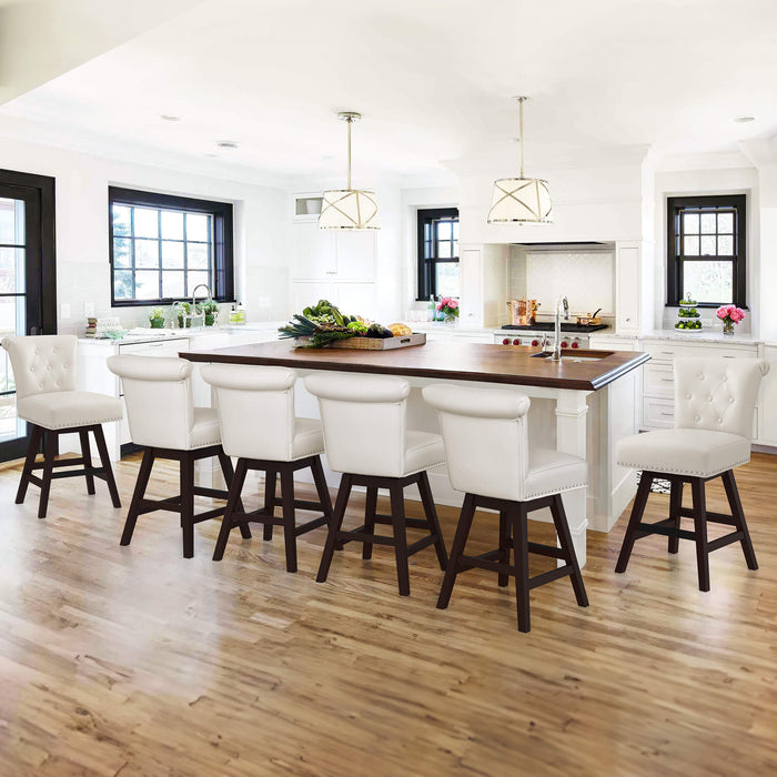 Caesar Swivel Counter Stool with Nailhead Trim
