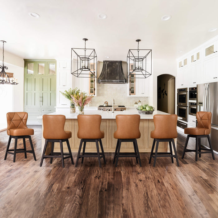 Zora Swivel Counter Stool with Nailhead Trim