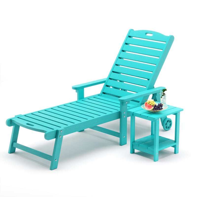 Helen Outdoor Chaise Lounge Chair with Wheels