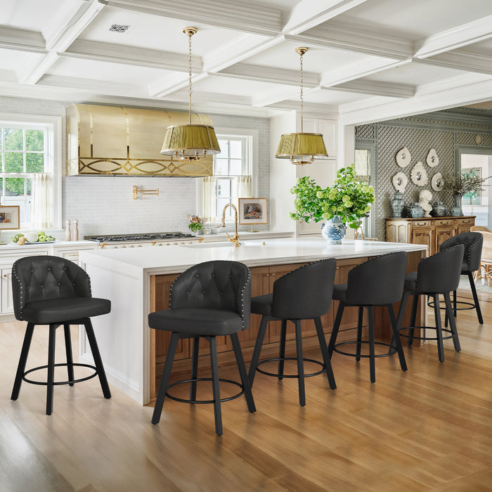 Arturo Swivel Counter Stool with Nailhead Trim