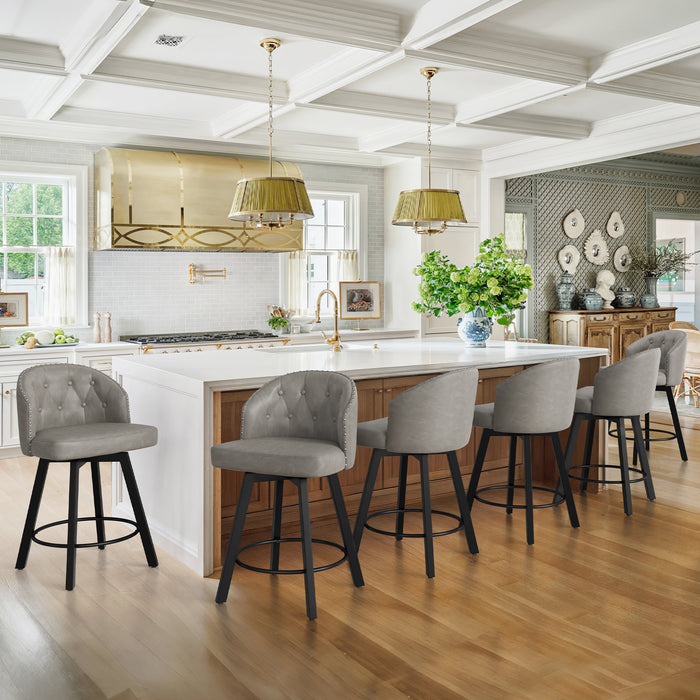 Arturo Swivel Counter Stool with Nailhead Trim