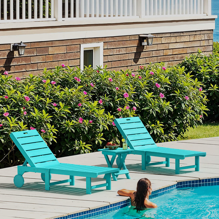 Hayley Outdoor Chaise Lounge Chair with Wheels