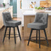 2 pcs dark grey upholstered swivel bar stool in a dining room with tufed design,back and foot rest