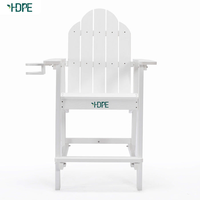 HDPE Tall Adirondack Chair, Poly Adirondack Bar Stools with Cup Holder, outdoor furniture, Weather Resistant Adirondack chair for Balcony, Eco-Friendly