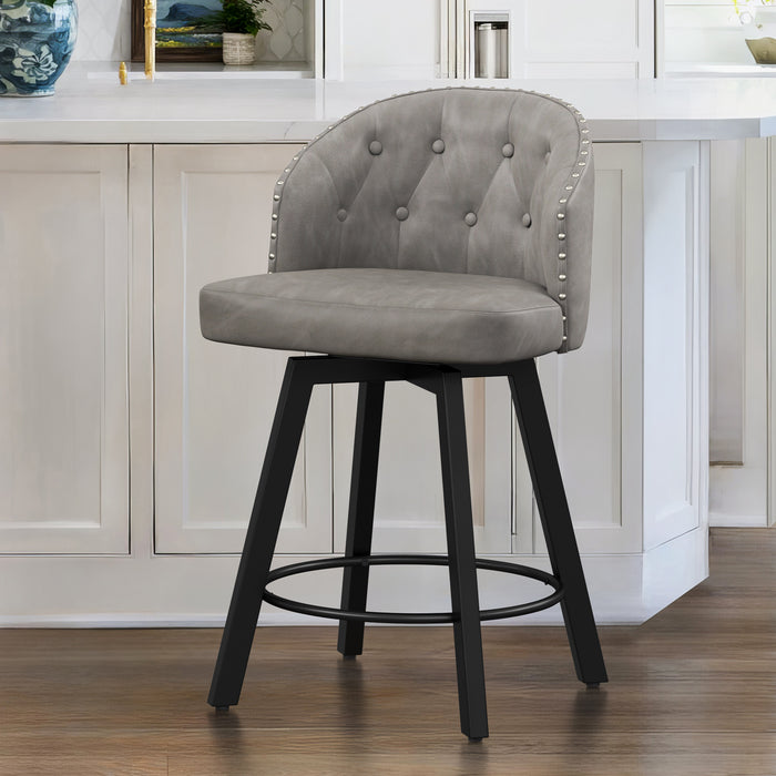 Arturo Swivel Counter Stool with Nailhead Trim