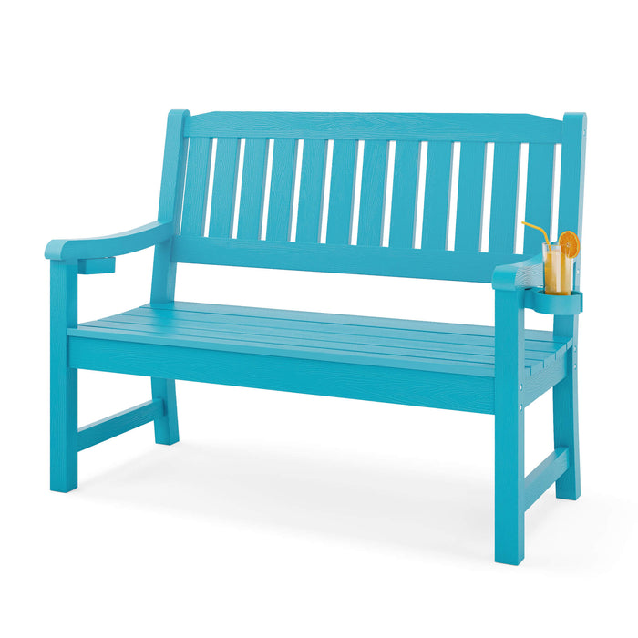 Louis Outdoor Bench with 2 Cup Holders