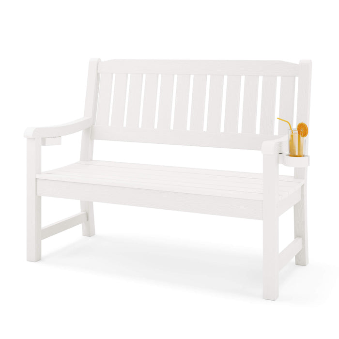 Louis Outdoor Bench with 2 Cup Holders