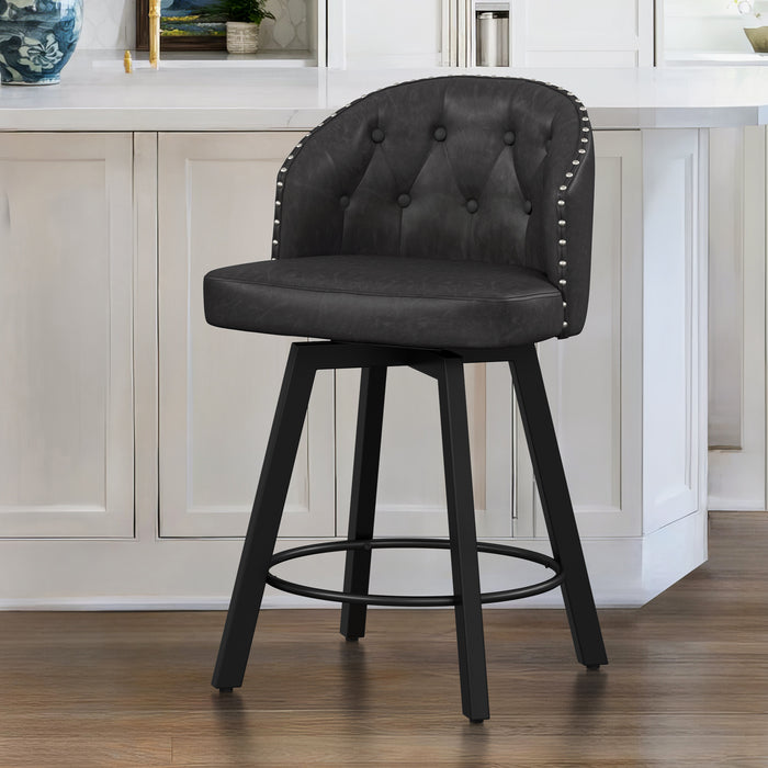 Arturo Swivel Counter Stool with Nailhead Trim