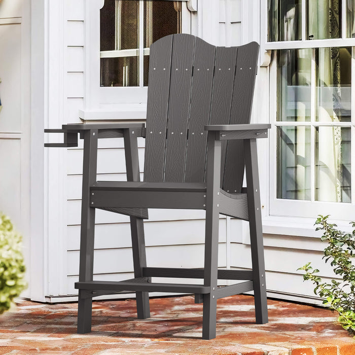 25'' Tall Poly Adirondack Chair with Cup Holder, HDPS Outdoor Bar