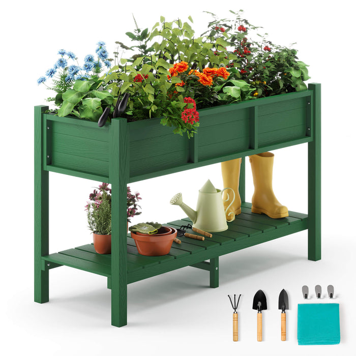 raised pot planter LUE BONA Poly Elevated Planter Box With Legs, Raised Garden Bed, Standing Growing Bed
