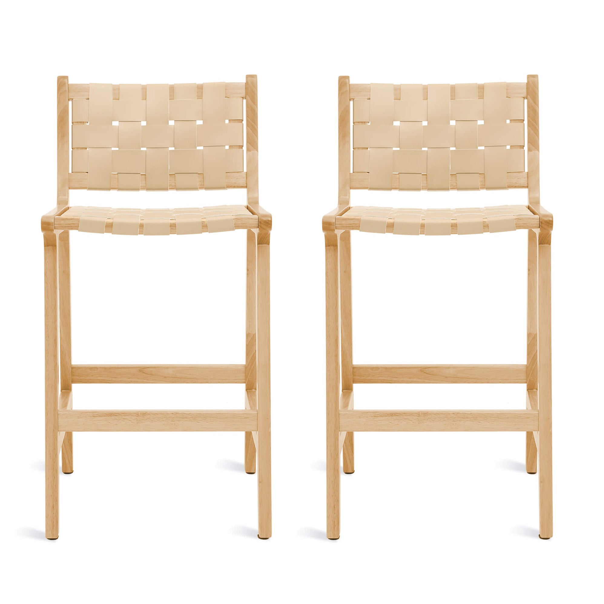 24'', 26'' Woven Straps Faux Leather Counter Height Bar Stool Set With ...