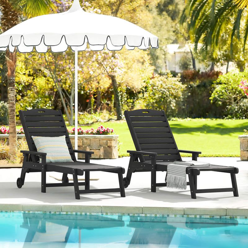 Helen Outdoor Chaise Lounge Chair with Wheels